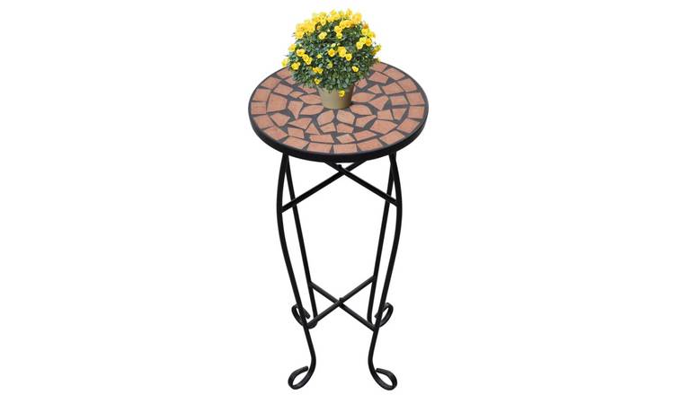 Walplus 30 cm Iron Plant Table - Terracotta and Black