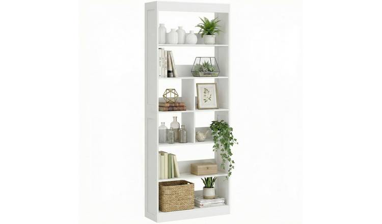 HOMCOM 6 Tier Storage Bookcase with 4 Open Storage Shelves - White