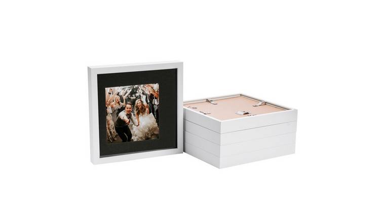 Nicola Spring 3D Box Photo Frames - 10 x 10" with Mount - Set of 5 - White