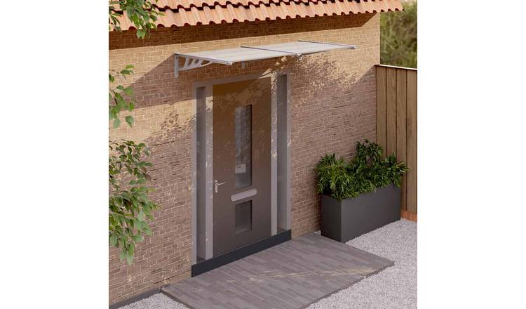 Walplus Polycarbonate Door Canopy - Grey and Transparent - 199 x 90 x 27.5 cm