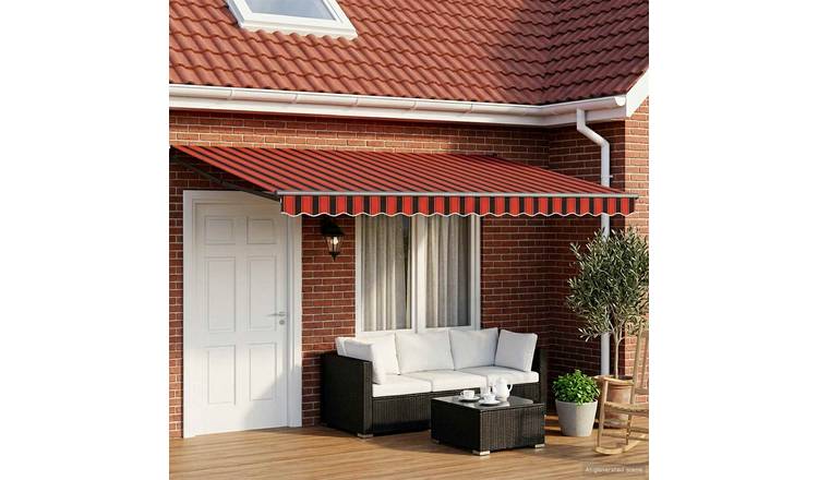 Walplus Electric Aluminium Awning - Orange Anthracite Frame - 400 x 300 cm