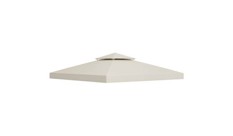 Outsunny Gazebo Canopy Replacement Cover with 2 Tier Roof Top - Cream White