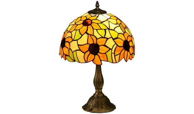 HOMCOM Tiffany Stained Glass Table Lamp - Orange