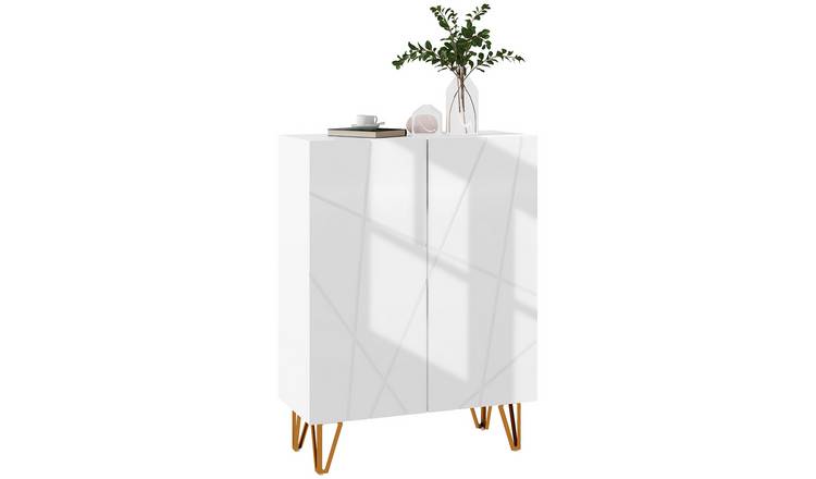 HOMCOM Modern High Gloss shoe cabinet - White