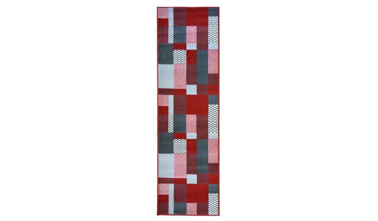 Mega Flooring Red Modern Geometric Rug - 60 x 200cm