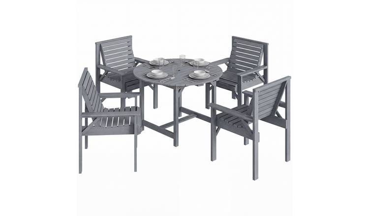 Outsunny 4 Seater Wooden Garden Dining Set - Grey