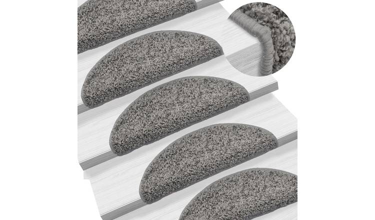 Walplus Pack of 10 Half Round Polypropylene Stair Mats - Grey - 56 x 17 cm
