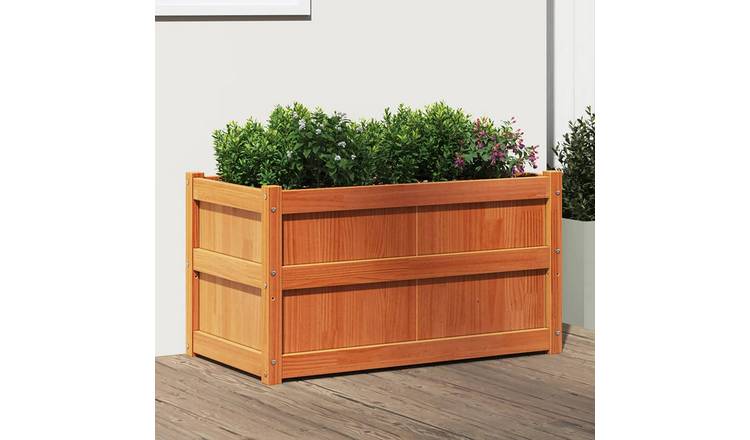 Walplus Wood Garden Planter - Wax Brown - 90 x 50 x 50 cm