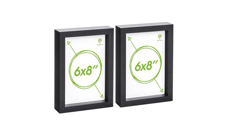 Nicola Spring 3D Box Photo Frames - 6 x 8" - Set of 2 - Black