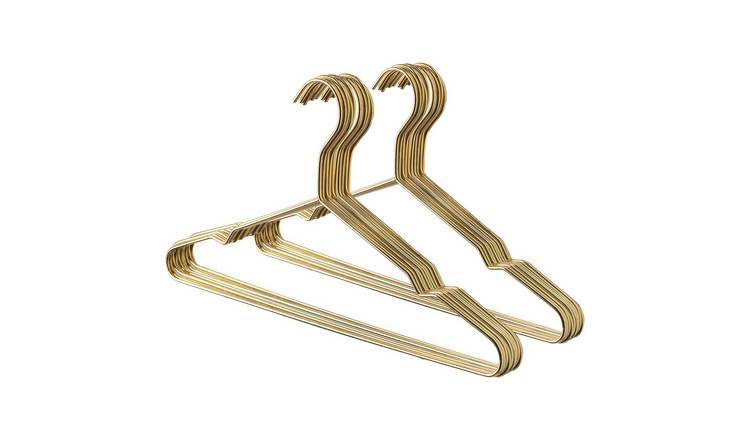 Harbour Housewares Metal Coat Hangers - Gold - Pack of 20
