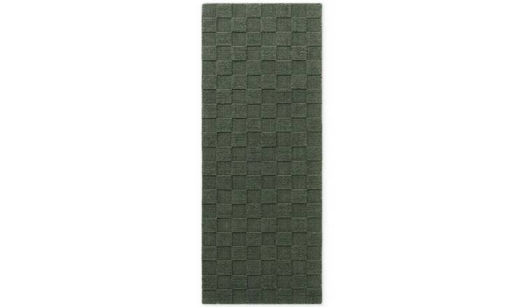 Hanse Home Green Scala Geometric Checkered Runner Rug - 80 x 200cm