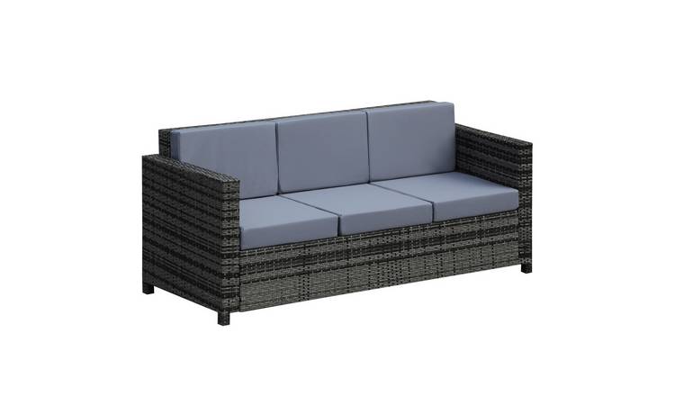 Outsunny Rattan Cushion Garden Sofa - Grey