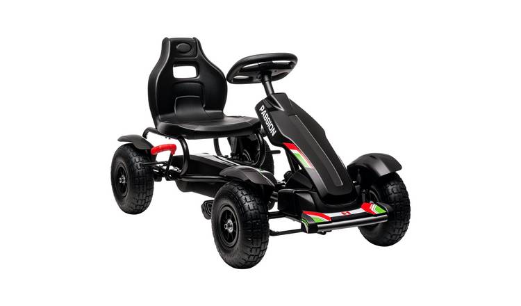 HOMCOM Adjustable Seat Inflatable Tyres Kids Pedal Go Kart - Black