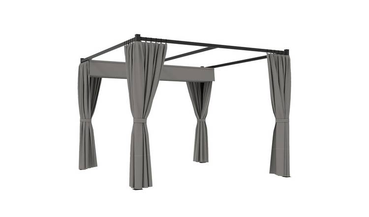 Outsunny Metal Garden Pergola with Metal Frame Frame - Light Grey