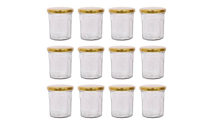 Argon Tableware Glass Jam Jars with Lids - Pack of 12