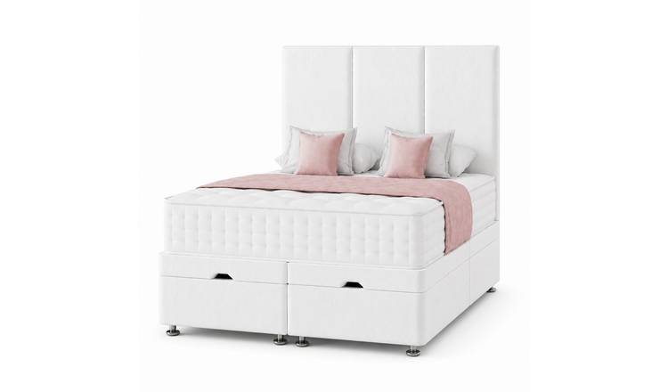 Comfy Deluxe 2ft6 Small Single End‑lift Ottoman Plush Storage Bed Set - White