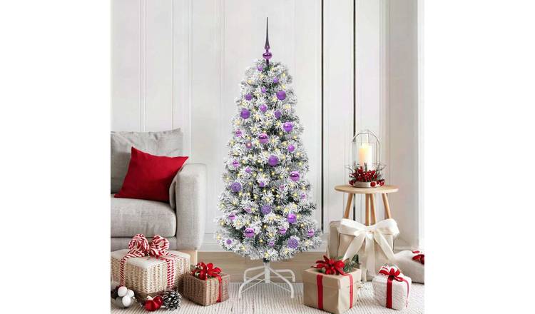 Walplus PVC Hinged Magenta Ornaments Artificial Christmas Tree - Green - 150 cm