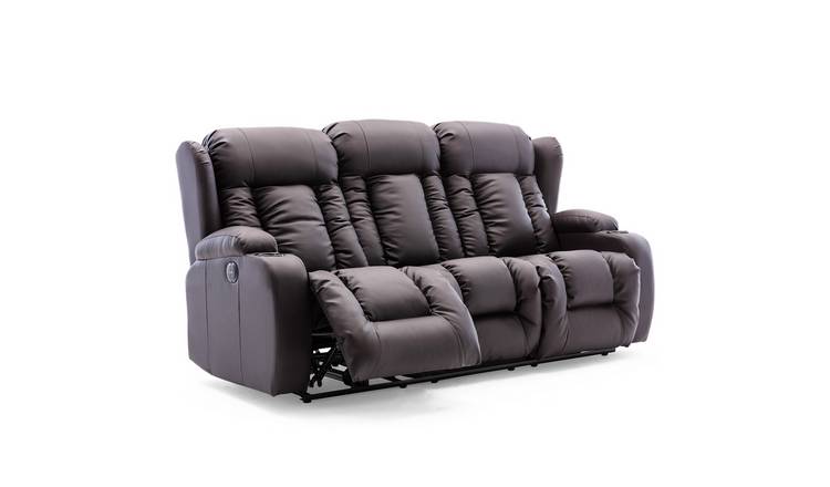 Furniture Online Caesar Electric Recliner 3 Seater Leather Sofa – Brown