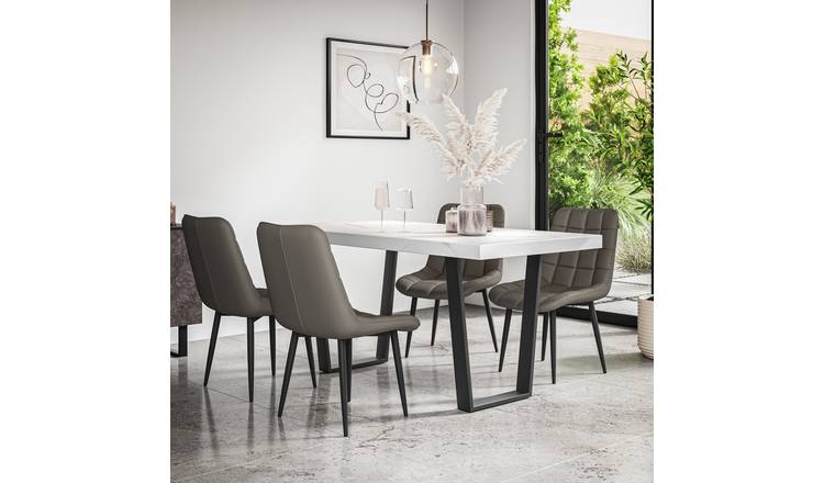 Furniture Online Aria Nova Marble Effect Dining Table & 4 Grey Chairs