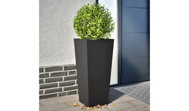 Walplus Pack of 2 Steel Garden Planter - Black - 35 x 35 x 75 cm