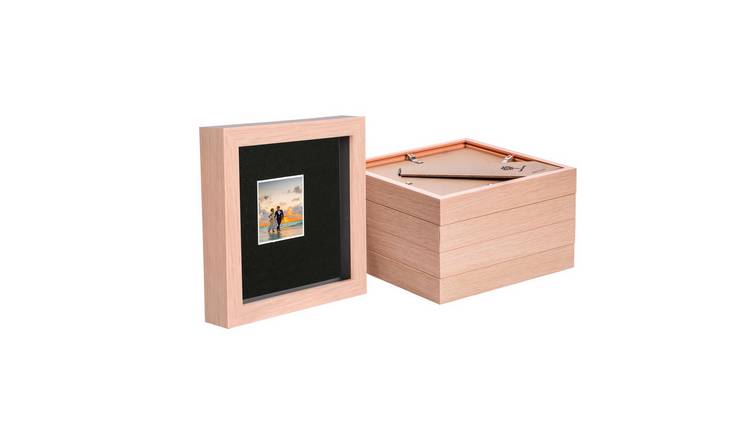Nicola Spring 3D Box Photo Frames - 6 x 6" with Mount - Set of 5 - Light Brown