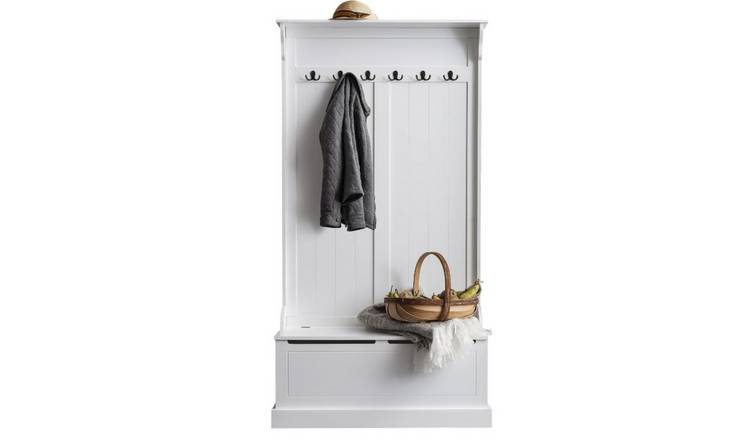 Noa & Nani Brittany Hallway Bench & Coat Hook Shoe Storage - White