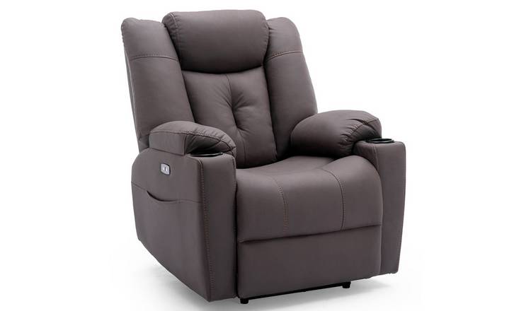 Furniture Online Afton Electric Tech Fabric Auto Recliner USB Chair - Brown