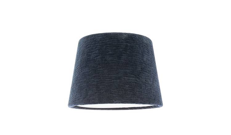 Happy Homewares Thick Lined Textured Midnight Blue Velvet Lampshade - 25cm