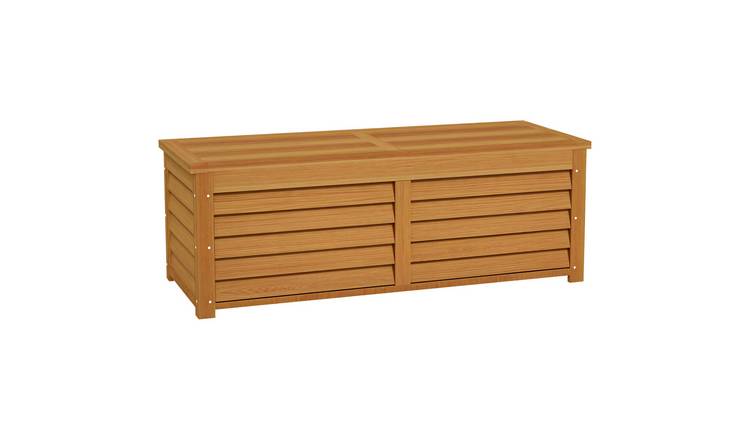Outsunny Wooden Outdoor Storage Box for Porch & Poolside - Brown