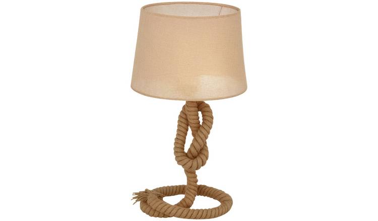 HOMCOM Nautical Fabric Shade Metal Frame Table Lamp -Beige