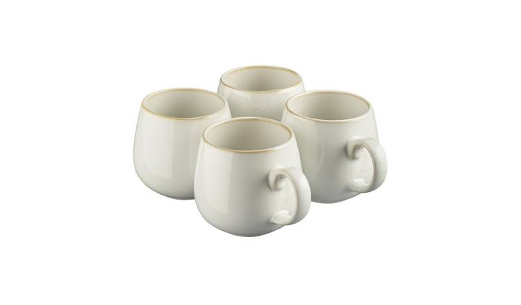 Cooks Professional Set of 4 Nordic Stoneware Tea Coffee Mugs 350ml - White