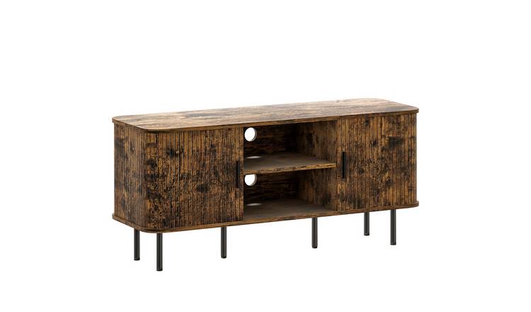 HOMCOM Storage Shelves and Cupboard TV Stand Cabinet - Rustic Brown
