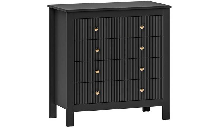HOMCOM 5 Drawer Chest with Gold Tone Handles - Black