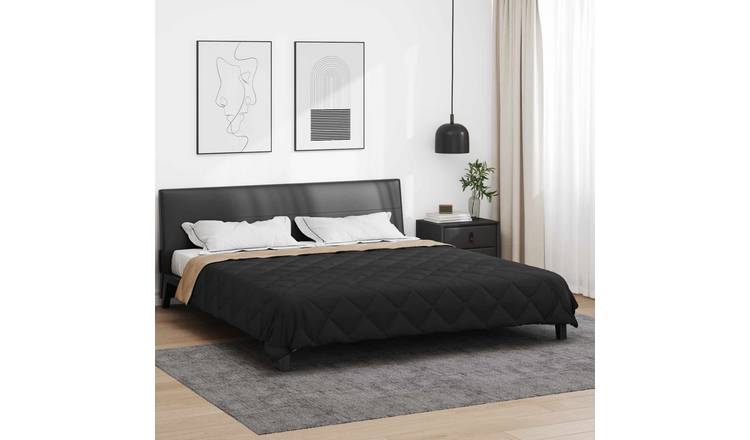 Walplus Full Year Duvet and Microfibre - Black and Taupe - 200 x 220 cm