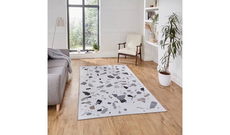 Mega Flooring White Modern Abstract Rug - 120 x 170cm