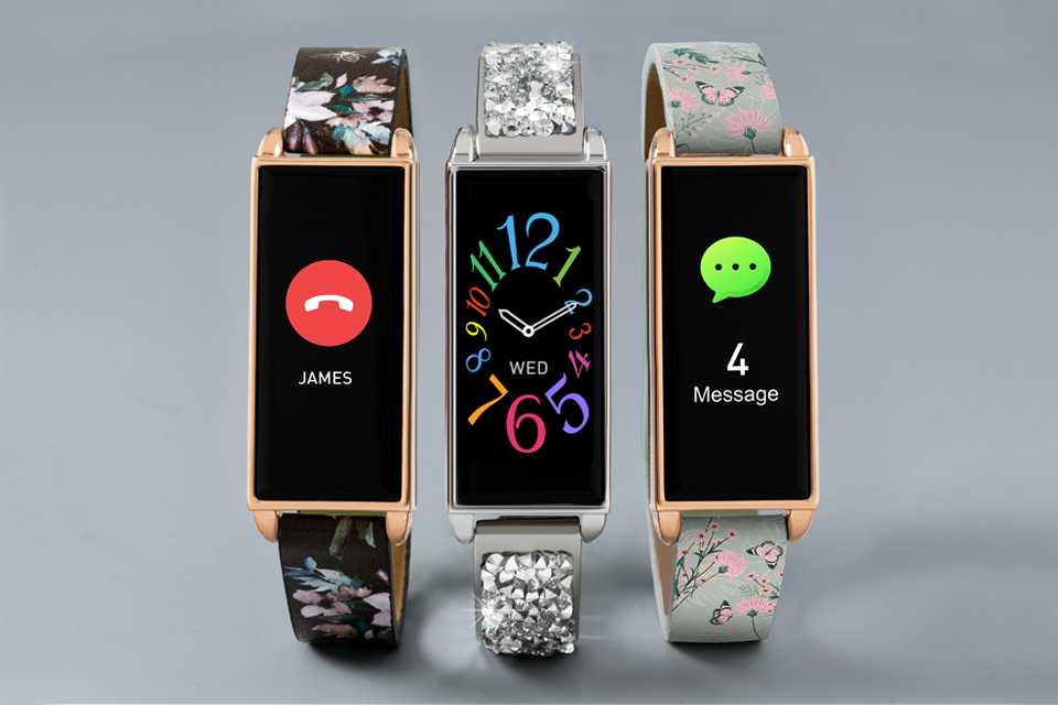 3 Reflex Active Series 2 smart watches with crystal and floral printed straps.