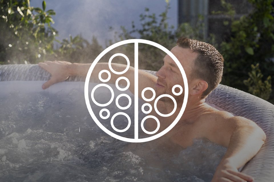 A circle icon with smaller circles on it indicating advanced features in Lay-Z-Spa hot tubs.
