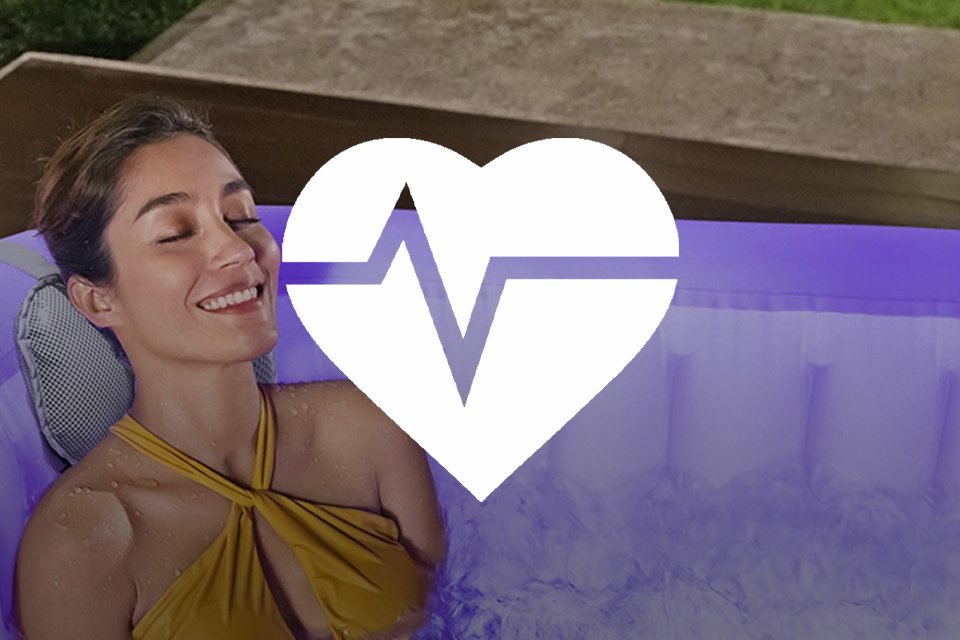 Heart icon with a life line on it indicating proven health benefits of Lay-Z-Spa. 