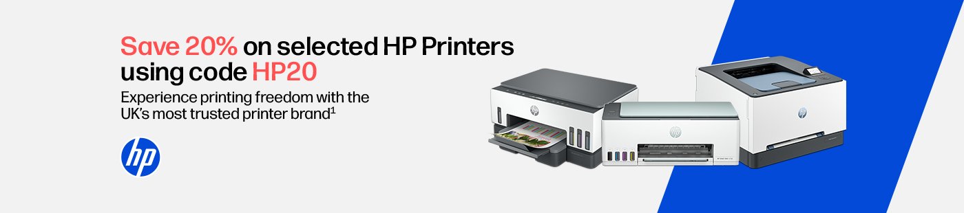 Save 20% on selected HP printers using code HP20.