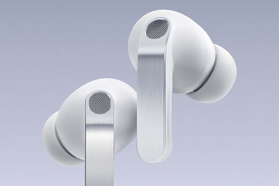 Samsung Galaxy Buds4 Pro displayed against a grey background