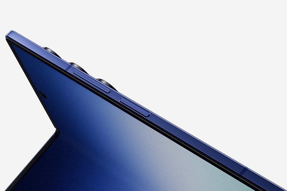 A blue Samsung Galaxy Z Fold7 mobile phone displayed against a grey background.