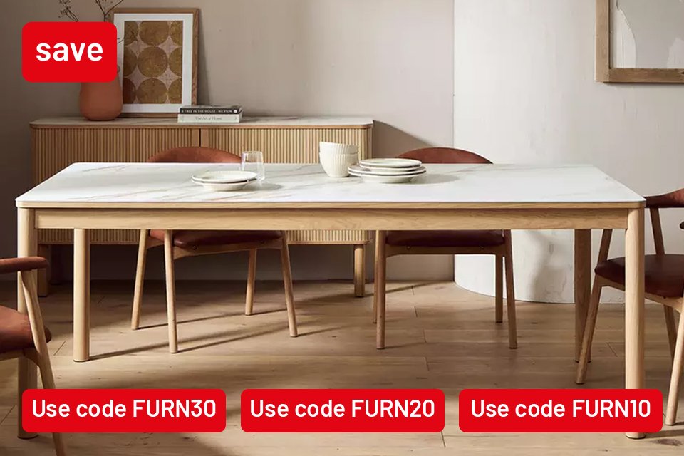 Save up to 30% on selected indoor furniture. Using codes FURN10, FURN20 or FURN30 at checkout.