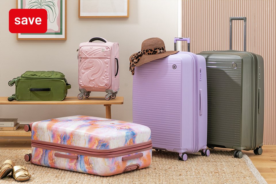 Travel essentials. Includes suitcases and holdalls.