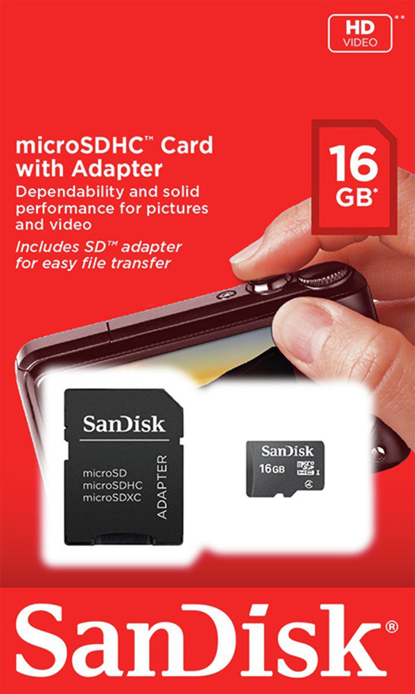 SanDisk Blue Micro SD Memory Card - 16GB