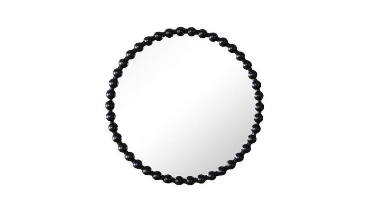HomeGardenDirect Como Round Beaded Wall Mirror 90x90cm Matt Finish - Black
