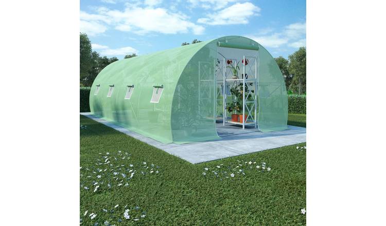 Walplus Galvanised Steel Greenhouse PE Mesh - Green - 600 x 300 x 200 cm