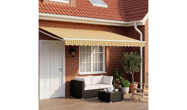 Walplus Electric Aluminium Retractable - Yellow - 400 x 300 cm - White Frame