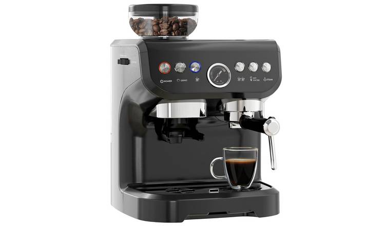 HOMCOM Espresso Machine with Integrated Bean Grinder and Steam Wand - Black