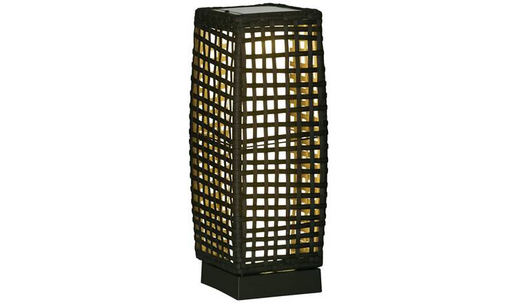 Outsunny Rattan LED Solar Lamp for Indoor and Outdoor Use - Grey