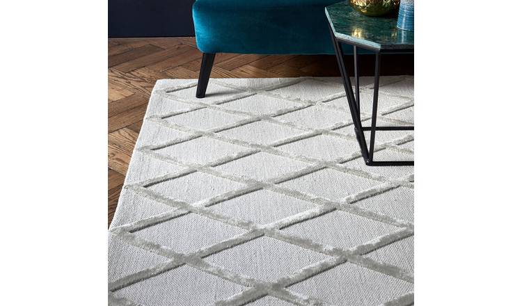 Mega Flooring Silver Handmade Geometric Rug - 120 x 170cm